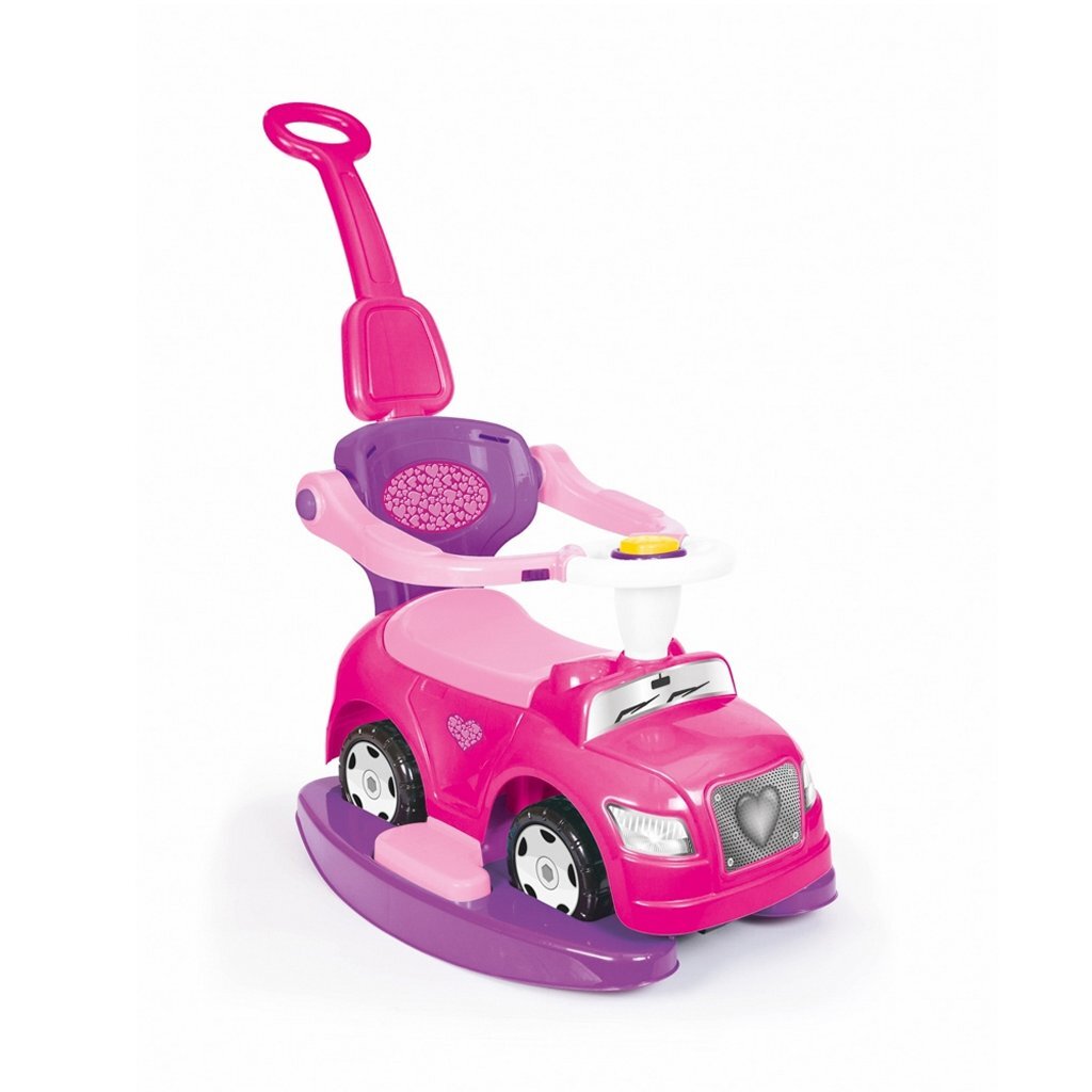Dolu eenhoorn loopauto met duwstang roze