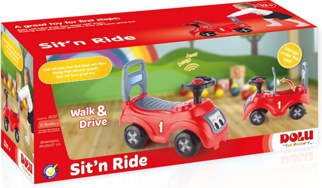 Dolu sit ride rood zwart loopauto