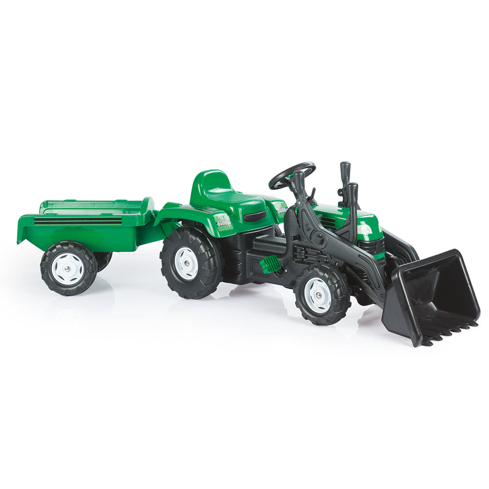 Dolu pedaal trekker graafmachine + aanhanger groen