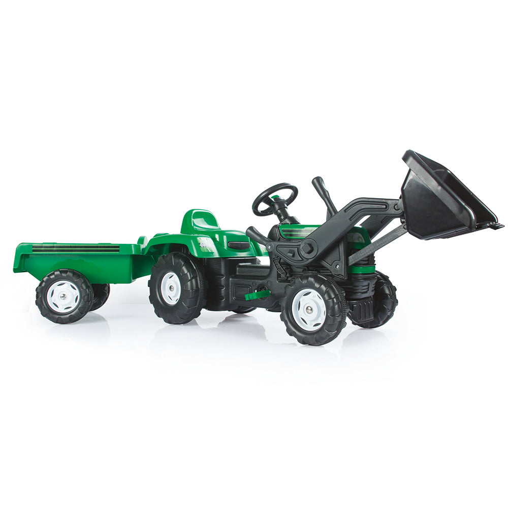 Dolu pedaal trekker graafmachine + aanhanger groen