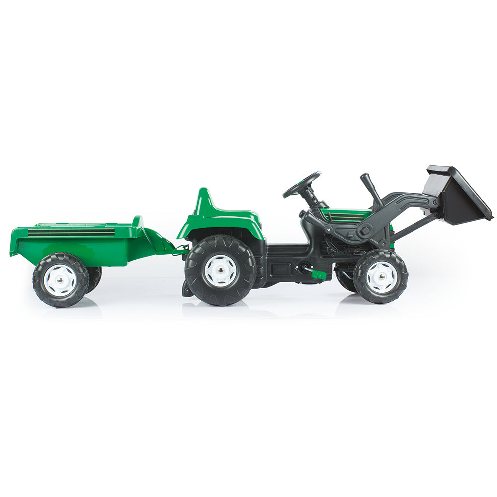 Dolu pedaal trekker graafmachine + aanhanger groen