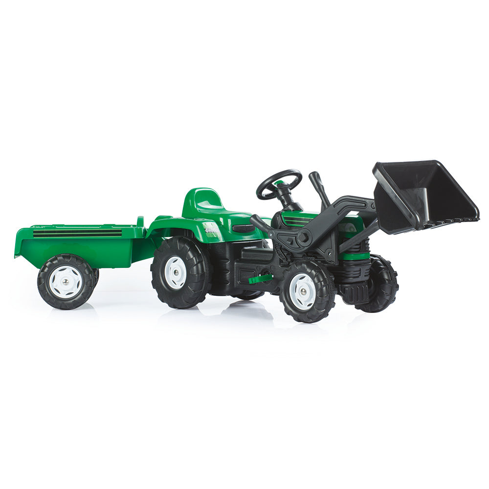Dolu pedaal trekker graafmachine + aanhanger groen