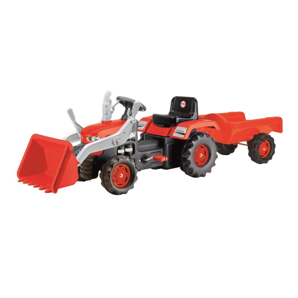 Dolu traptractor met aanhanger en lader rood zwart