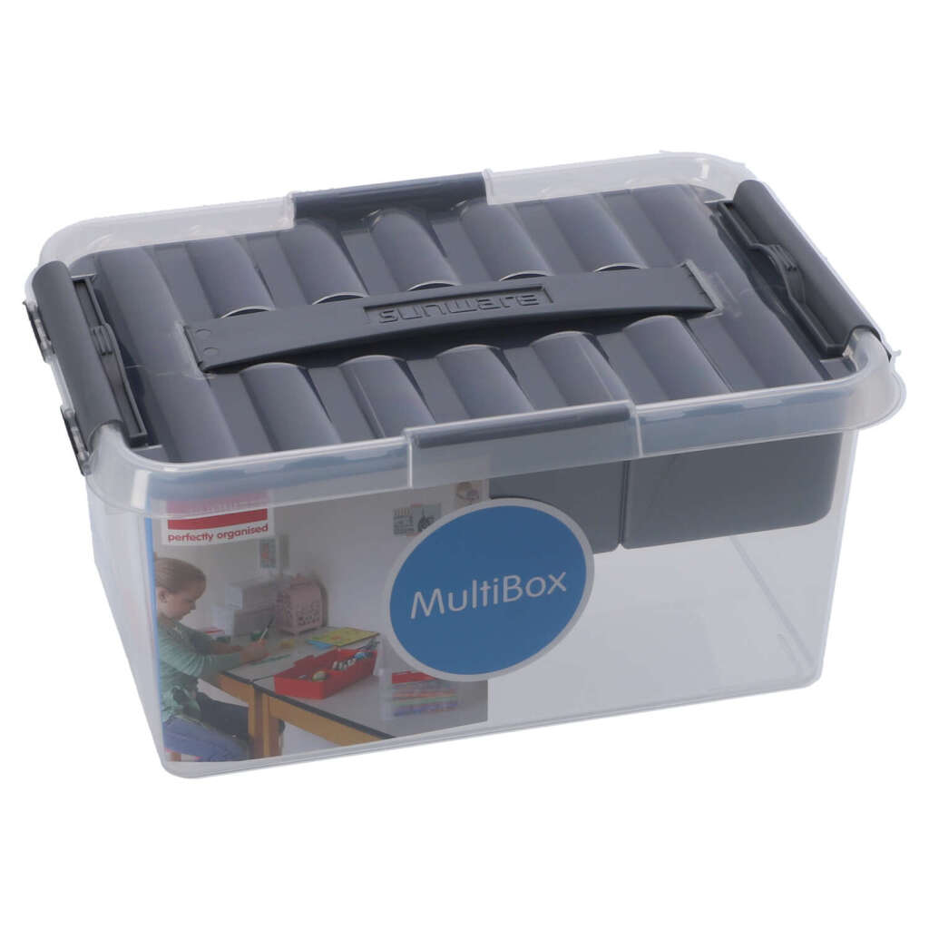 Sunware q-line opbergbox met inzet 6l transparant grijs