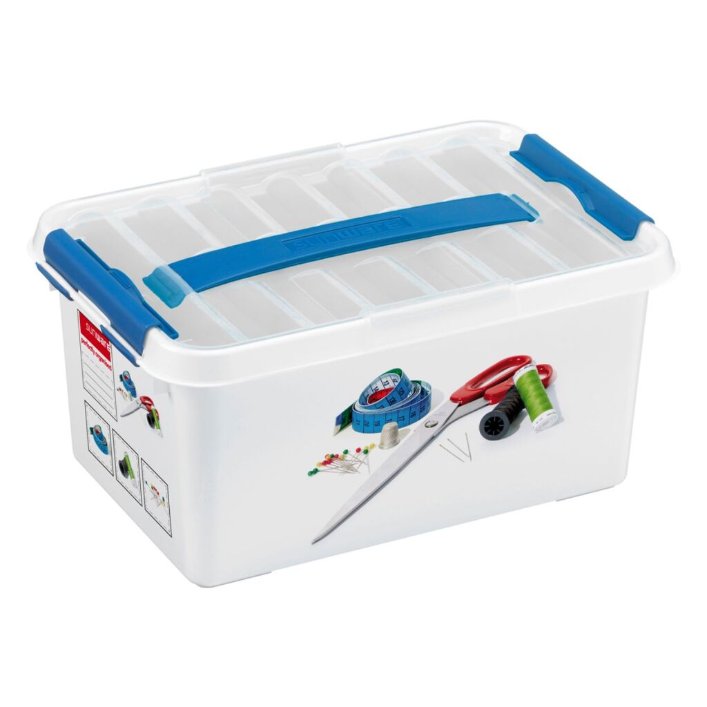 Sunware q-line naaidoos 6l 30x20x14 cm wit blauw