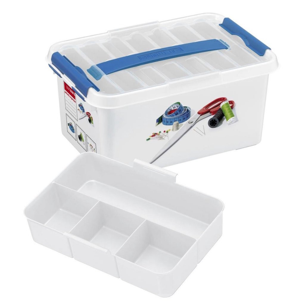 Sunware q-line naaidoos 6l 30x20x14 cm wit blauw