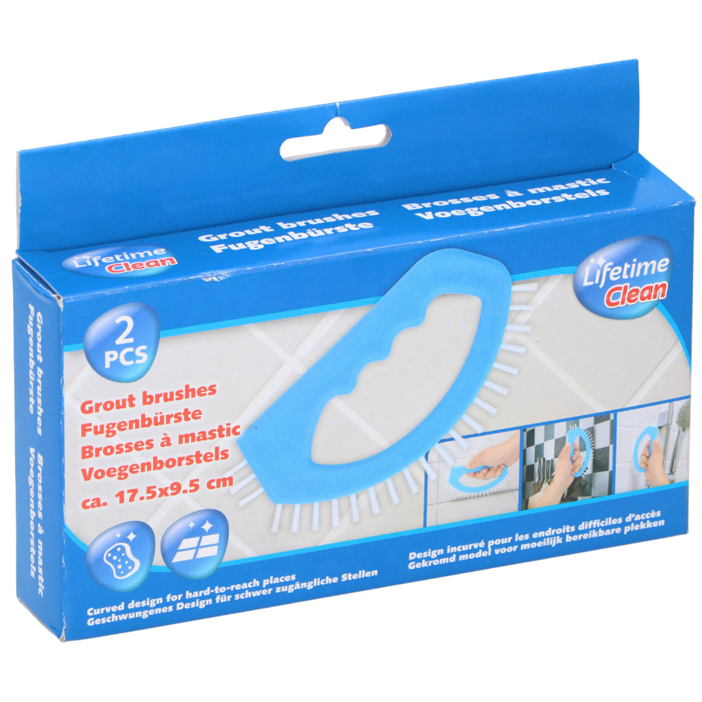 Lifetime clean voegenborstel 2 stuks blauw wit