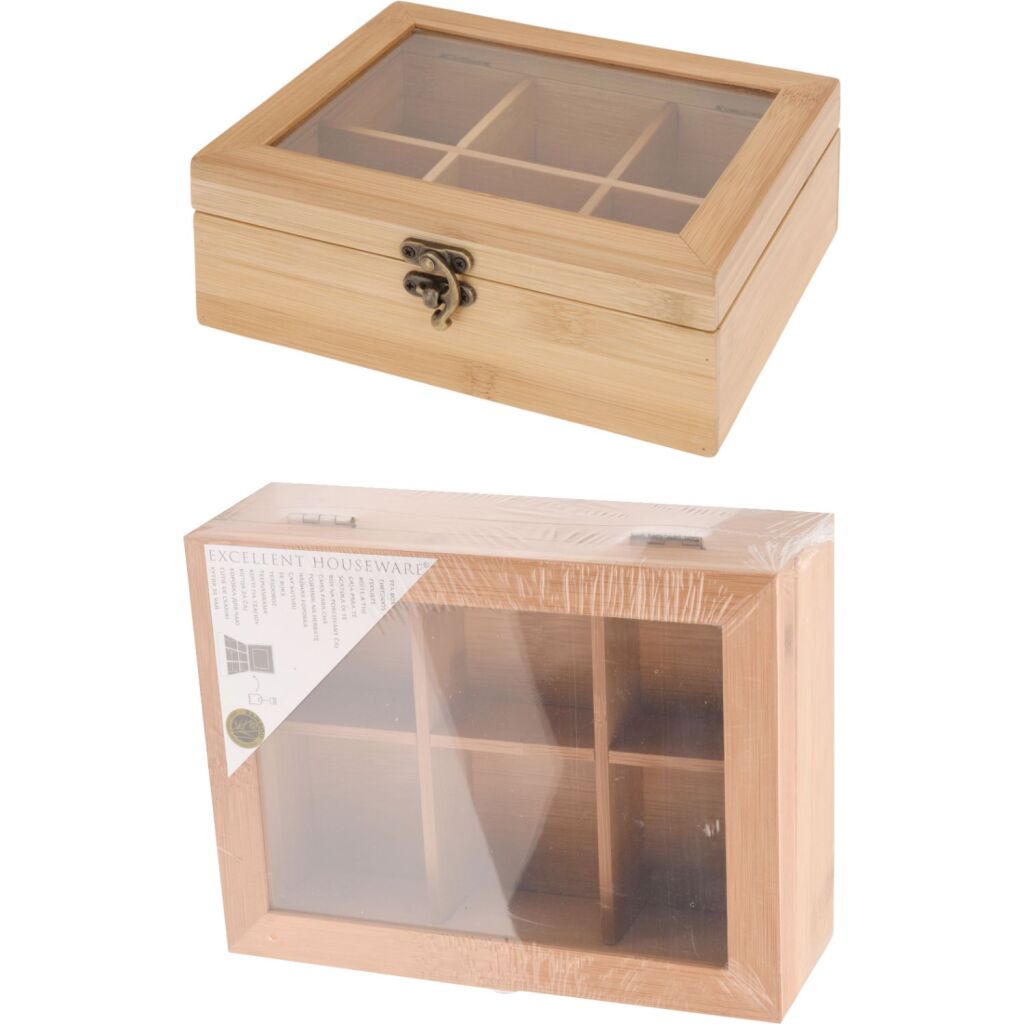 Excellent houseware bamboe theekist 6-vaks