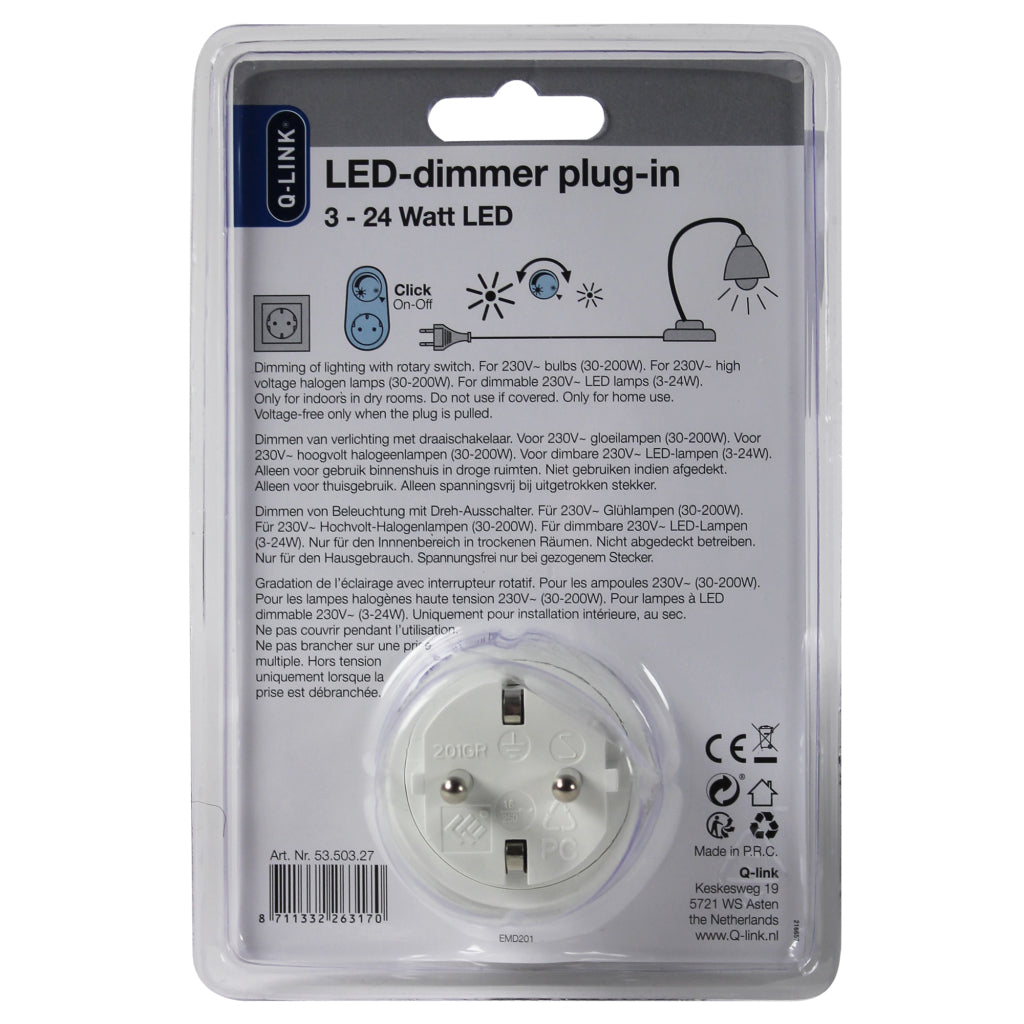 Q-link universeel stekkerdimmer led 3-24w