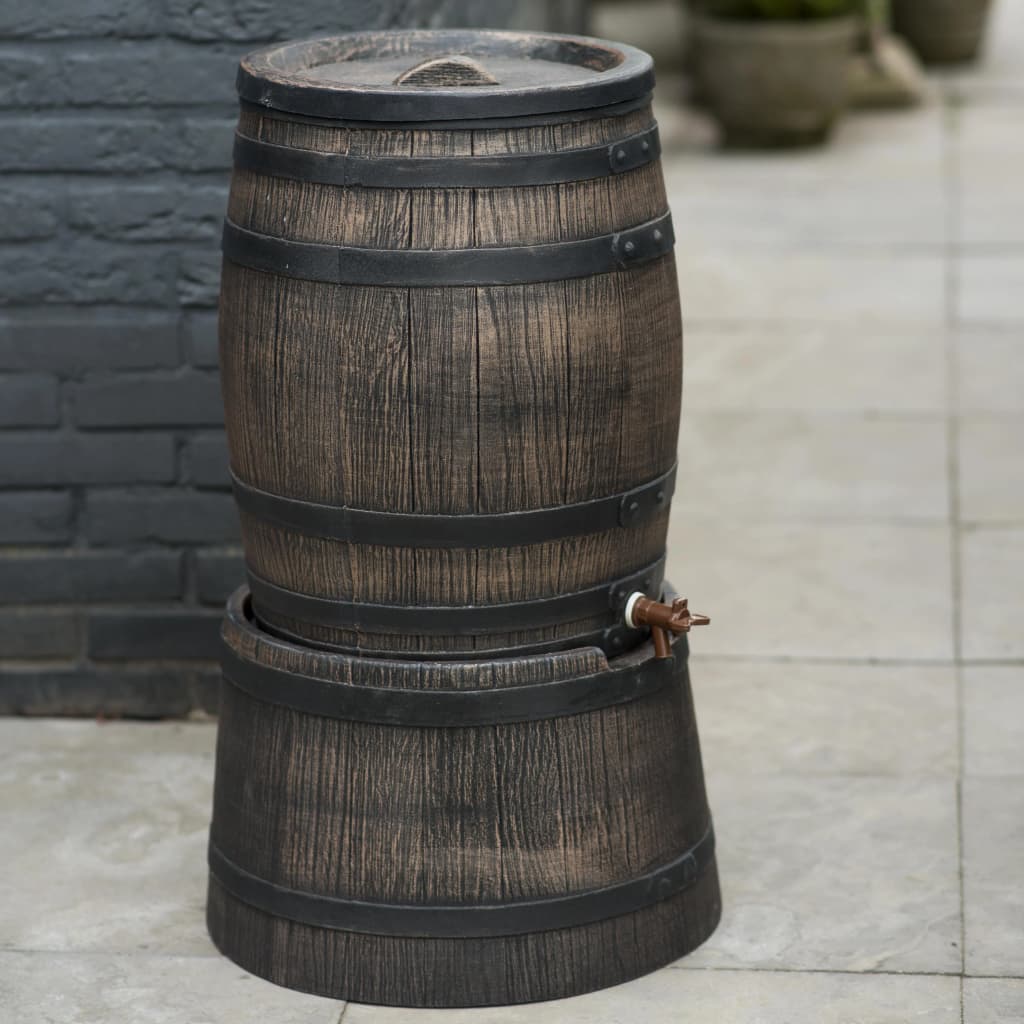 Nature standaard voor regenton met hout-look 45x28,5 cm bruin