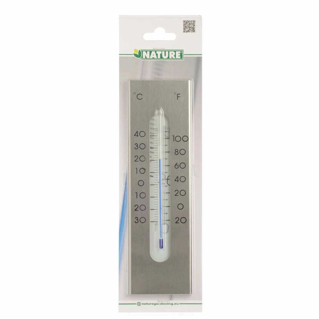Nature wandthermometer 7x1x23 cm aluminium