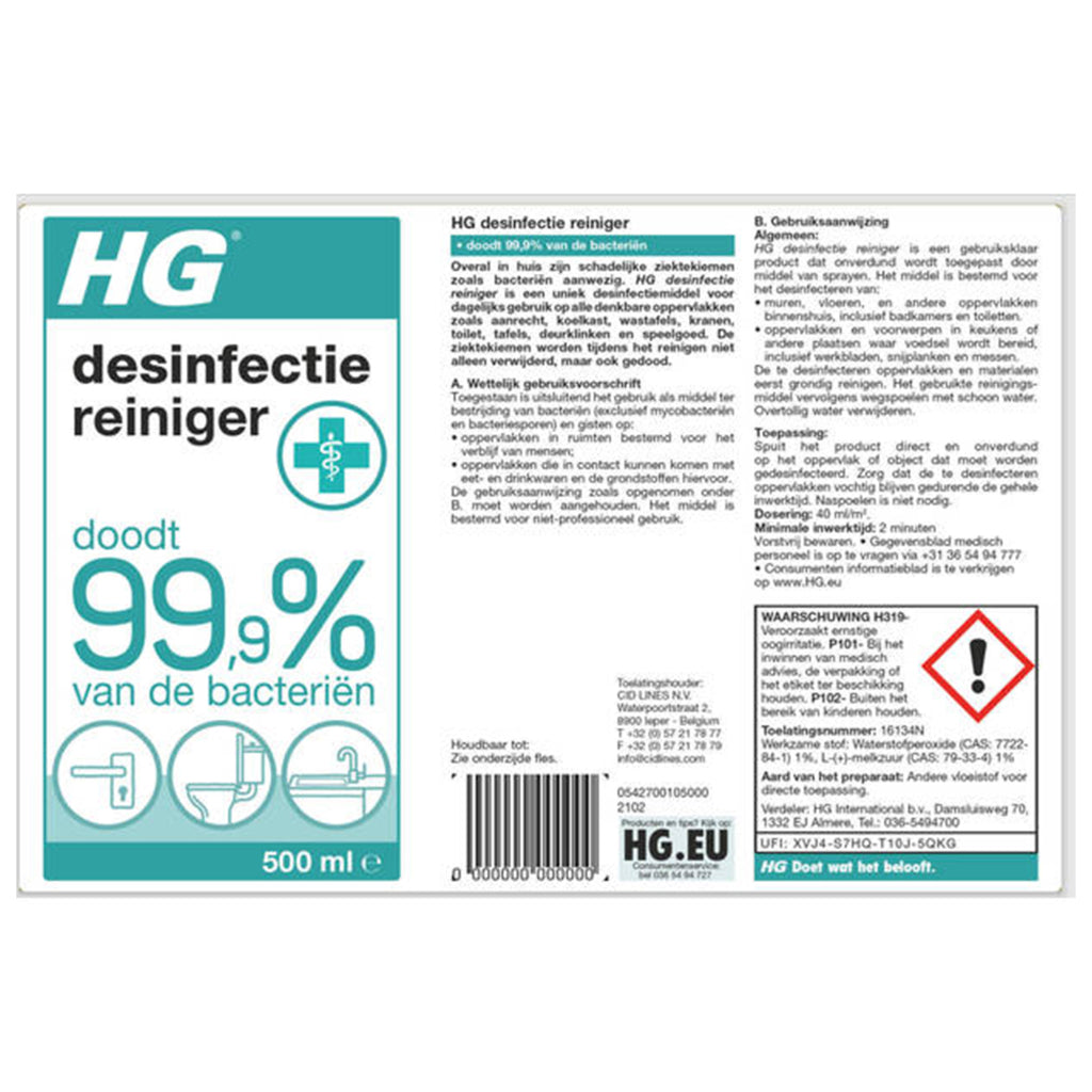 Hg desinfectie reiniger 500 ml