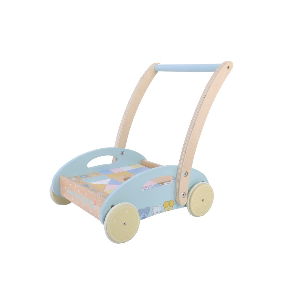 Rubo toys woezel en pip houten blokkenkar 27x35x36 cm
