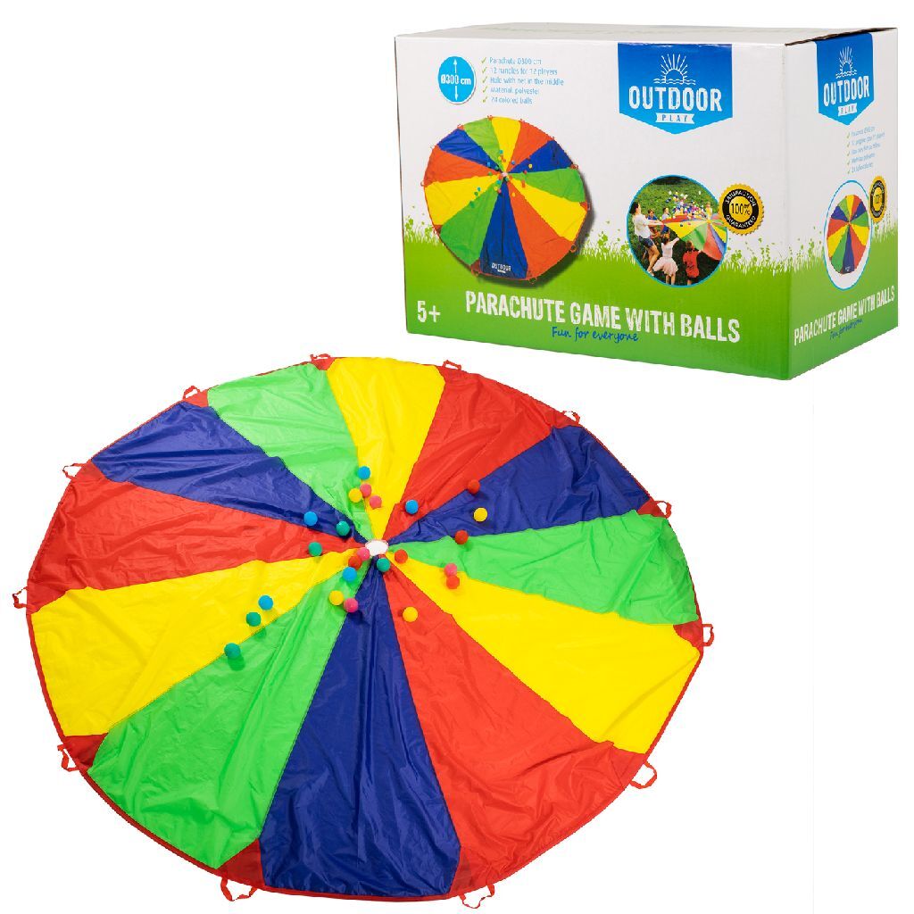 Outdoor play parachutedoek met ballen