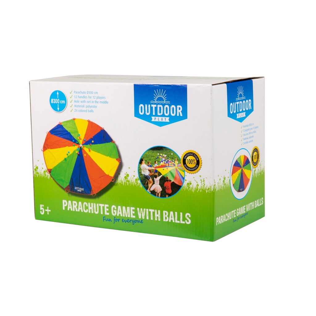 Outdoor play parachutedoek met ballen