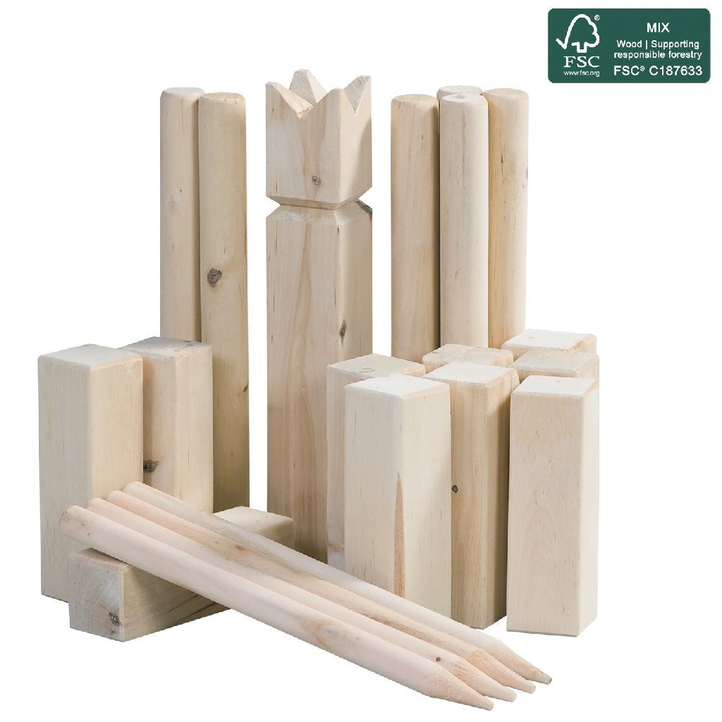 Outdoor play kubb houten werpspel fsc met draagtas