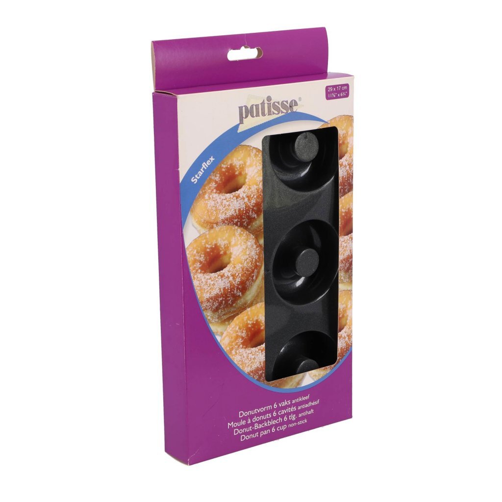 Patisse donutvorm 6 vaks 29x17 cm zwart siliconen