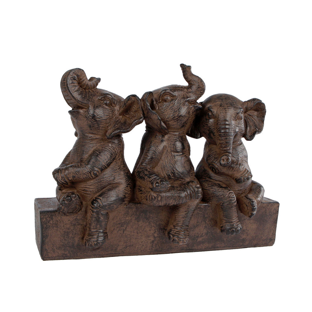 Gifts amsterdam sculptuur three elephants bruin polyst 25x11x18,5