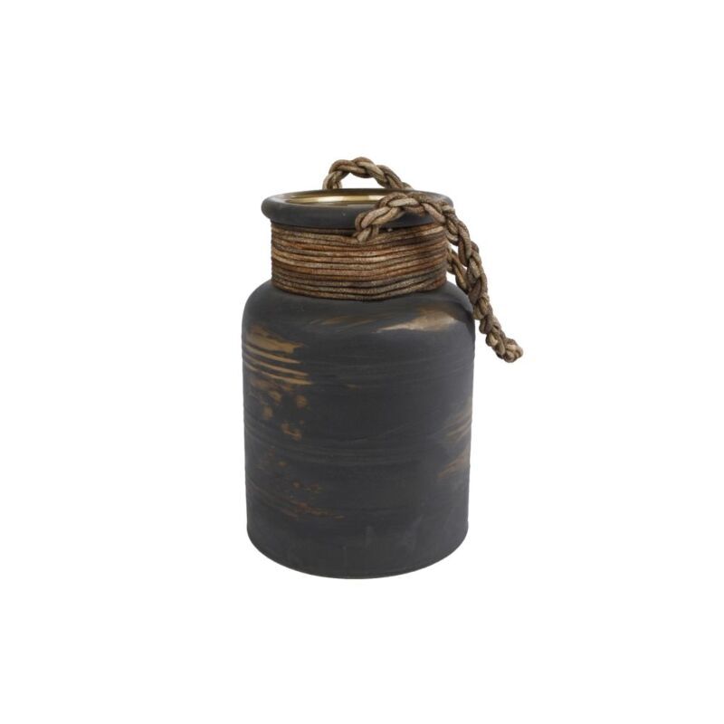 Diversen vaas ralf m leerkoord l bruin glas 14x14x20cm
