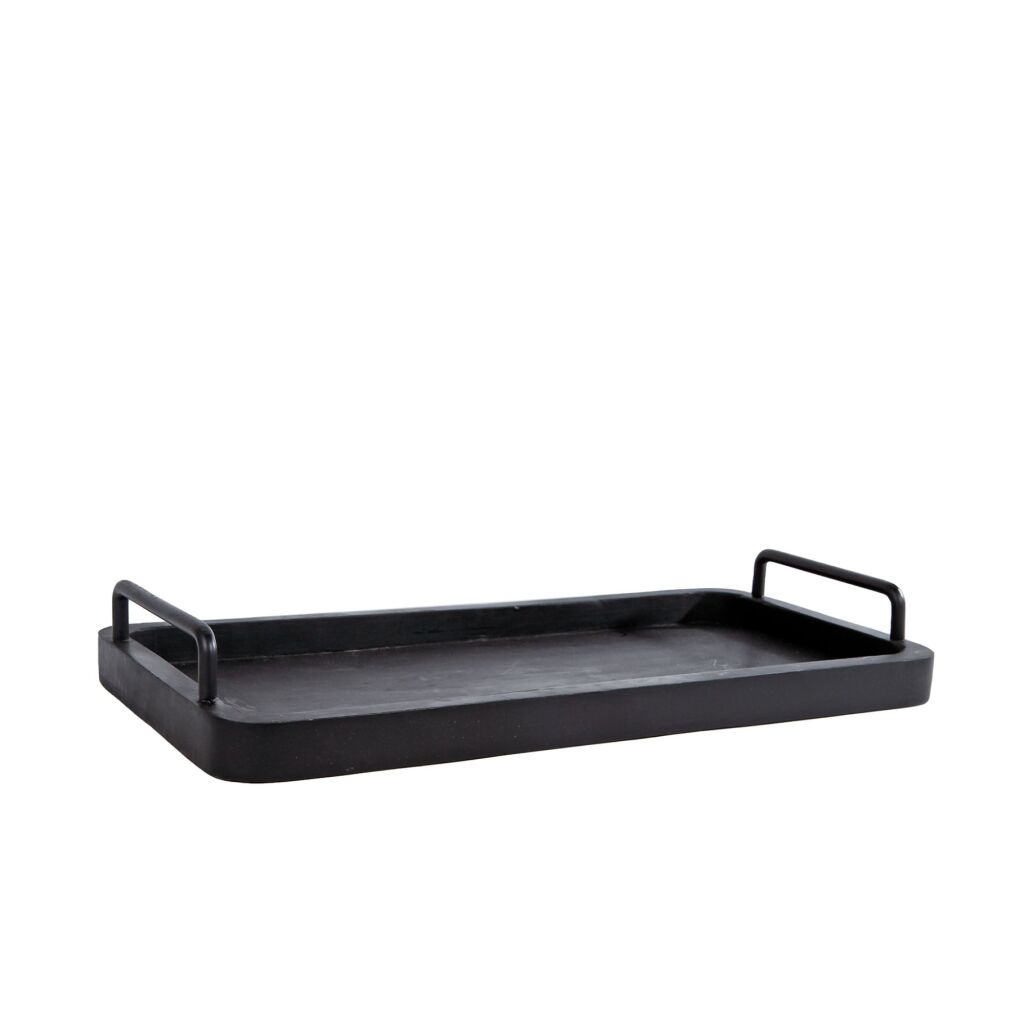 Diversen dienblad met handvat zwart hout metaal 50x24x2,5cm