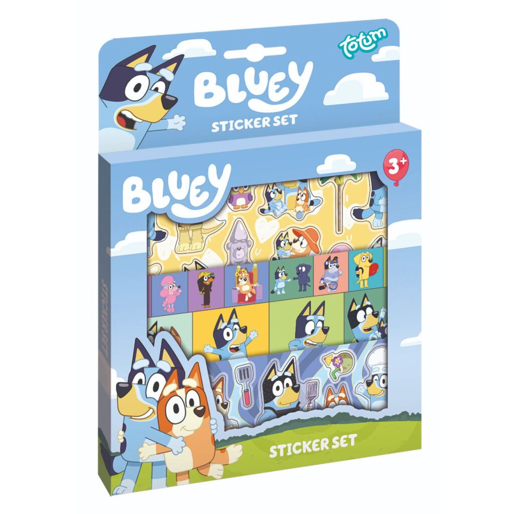 Totum bluey stickerset met speelachtergrond