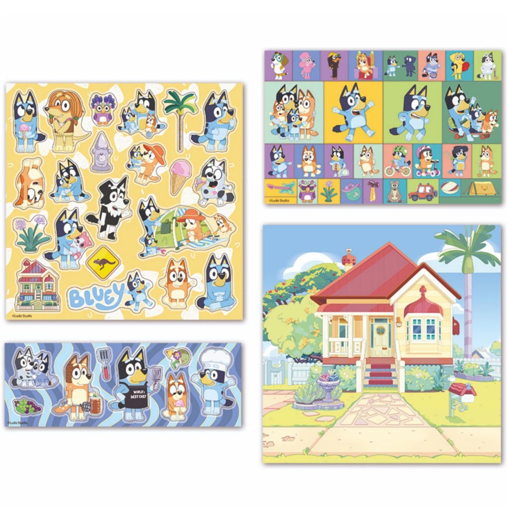 Totum bluey stickerset met speelachtergrond