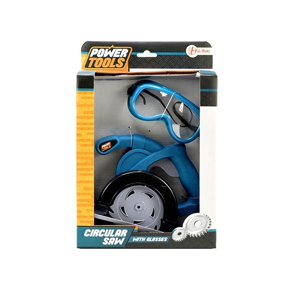 Power tools cirkelzaag met veiligheidsbril