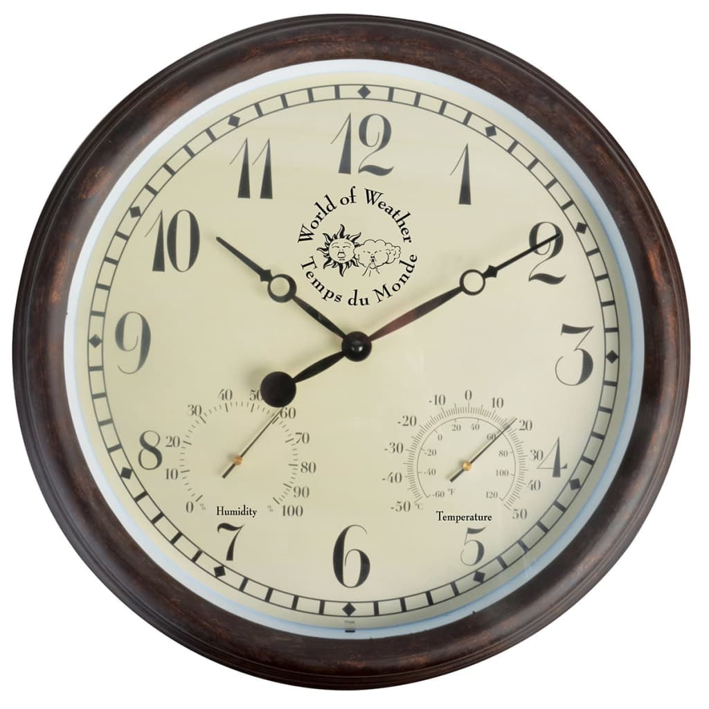 Esschert design stationsklok met thermo-hygrometer 30,5 cm tf008