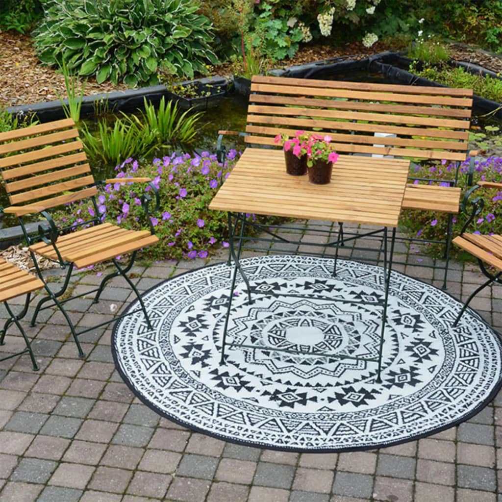 Esschert design buitenkleed 180 cm zwart en wit oc18