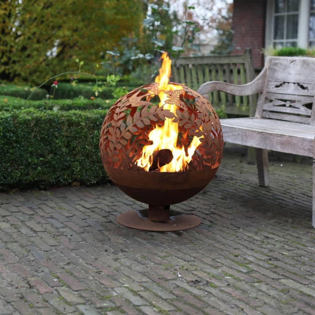 Esschert design vuurkorf lasergesneden bloemen roestkleurig ff294