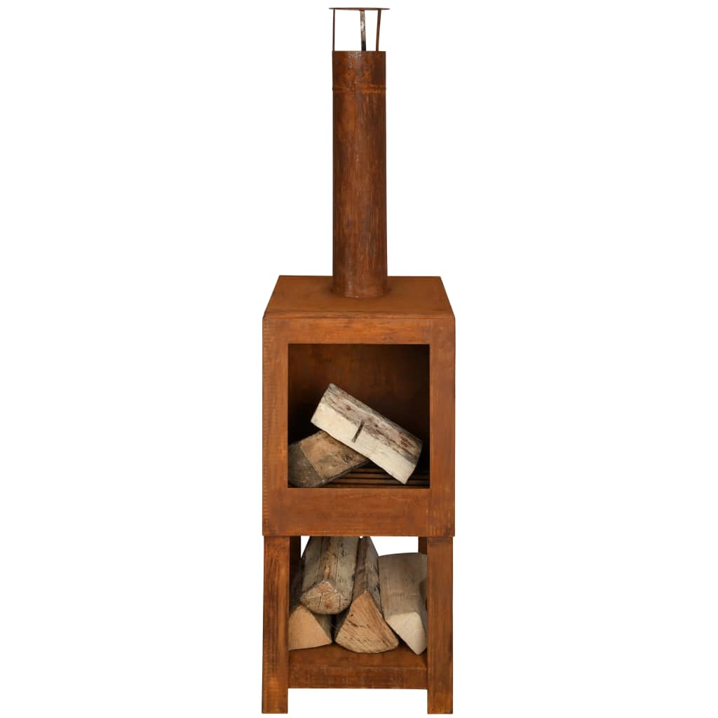 Esschert design tuinhaard met houtopslag roestkleurig ff298