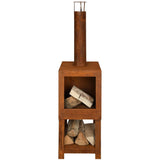 Esschert design tuinhaard met houtopslag roestkleurig ff298