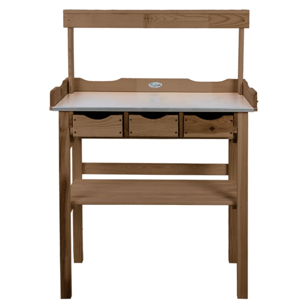 Esschert design oppottafel met lade en rek bruin