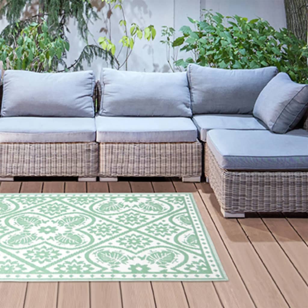 Esschert design buitenkleed 182x122 cm groen en wit