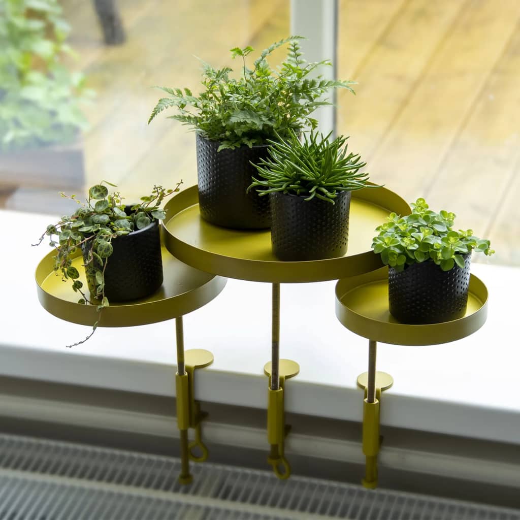 Esschert design plantenblad met klem rond s goudkleurig