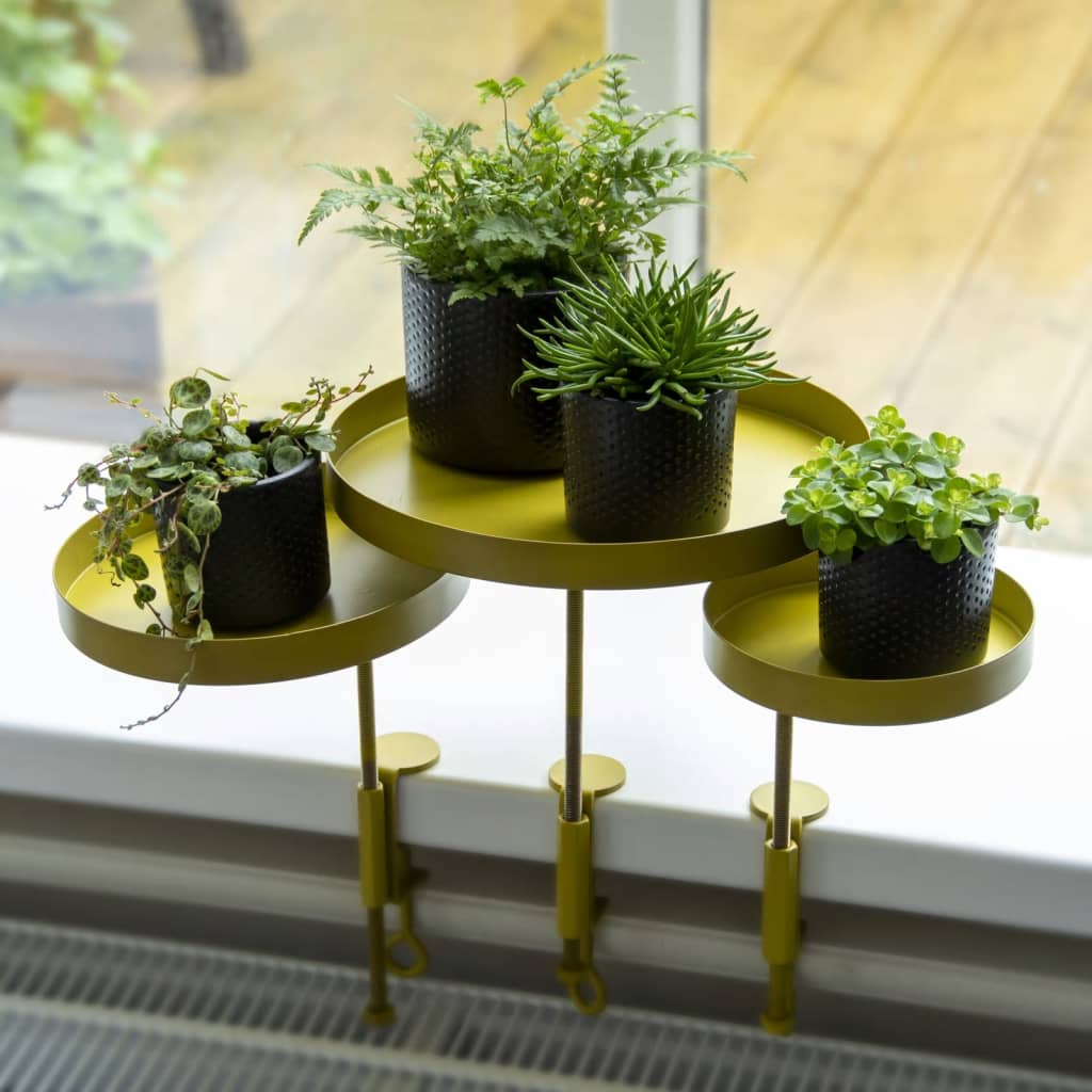 Esschert design plantenblad met klem rond m goudkleurig