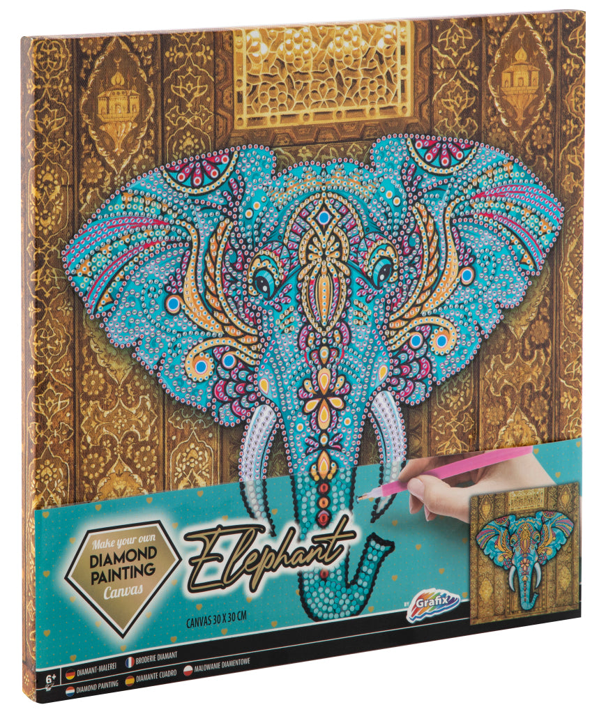 Canvas Diamond Painting Olifant, 30x30cm