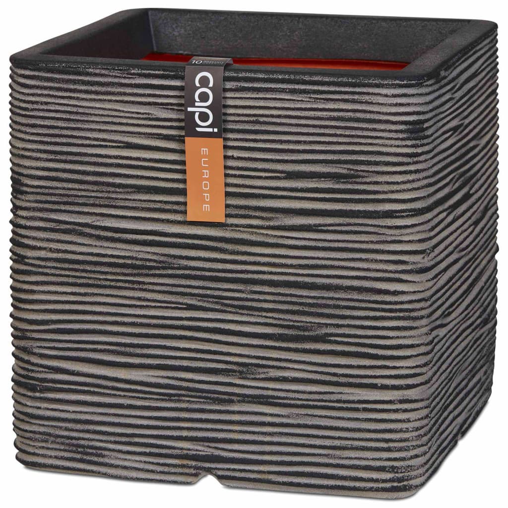 Capi plantenbak nature rib vierkant 40x40 cm antraciet kofz903