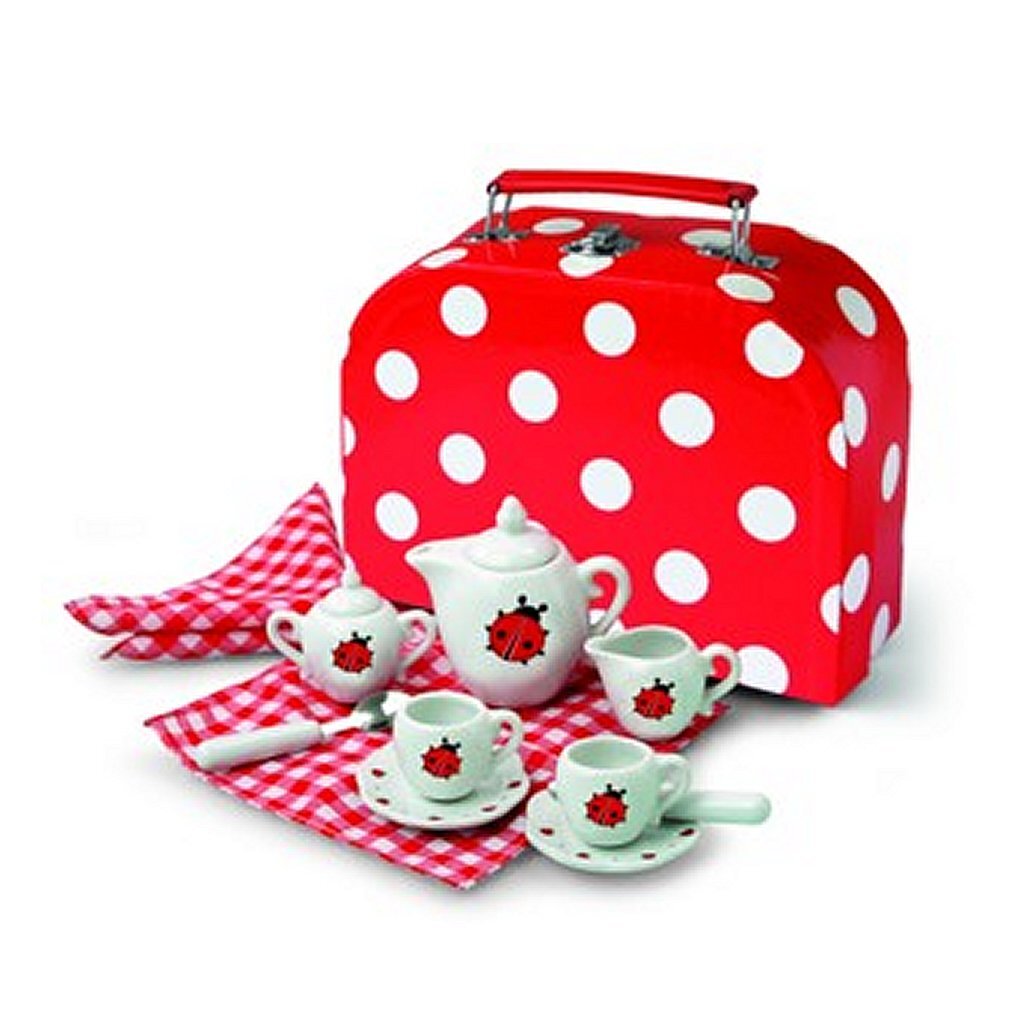 Simply for kids porseleinen theeservies lieveheersbeestje met koffertje
