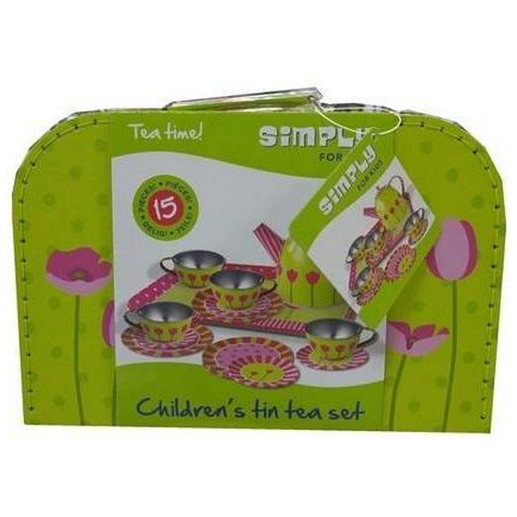 Simply for kids tinnen tulpen theeservies in koffer