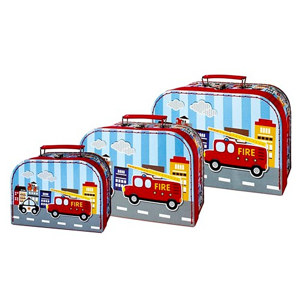 Simply for kids 3-delige kofferset brandweerauto #039;s
