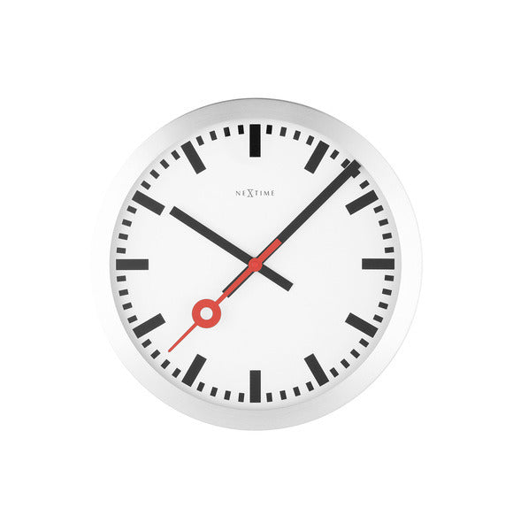Nextime ne-3998st wandklok dia. 19 cm, geborsteld aluminium, 'station'