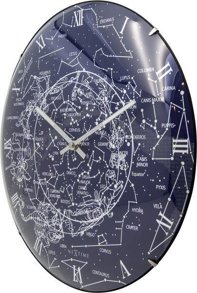 Nextime ne-3165 wandklok dia. 35 cm, bol glas, 'milky way dome'