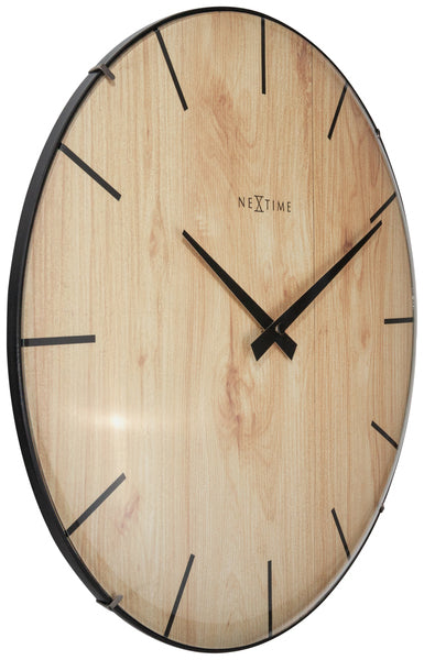 Nextime ne-3249 wandklok edge-wood-dome dia 35cm kunststof licht bruin
