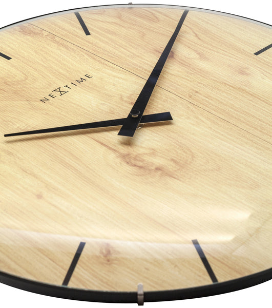 Nextime ne-3249 wandklok edge-wood-dome dia 35cm kunststof licht bruin