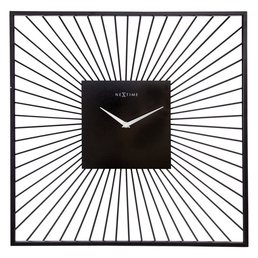 Nextime wandklok vierkant 45x45x15 cm zwart metaal