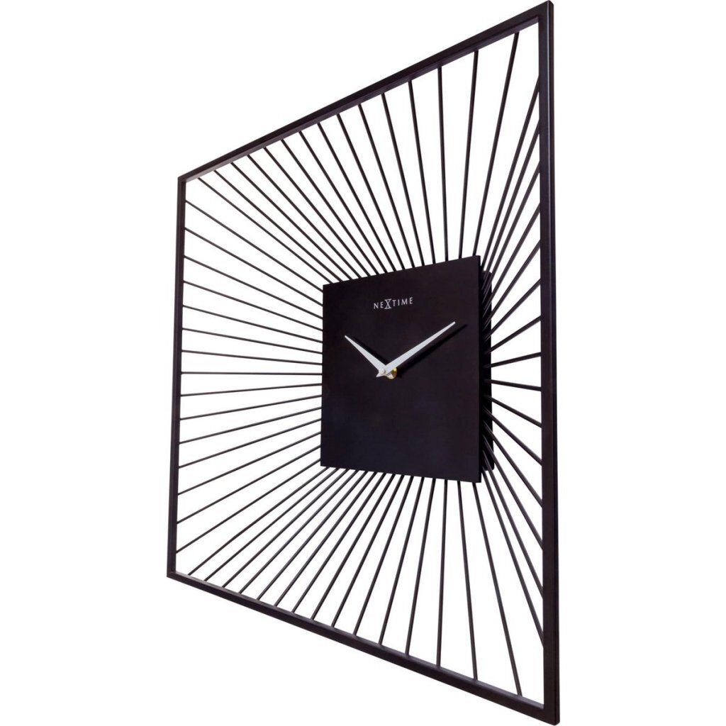 Nextime wandklok vierkant 45x45x15 cm zwart metaal