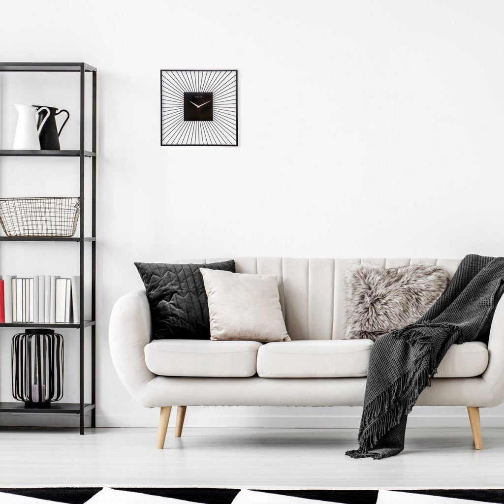 Nextime wandklok vierkant 45x45x15 cm zwart metaal