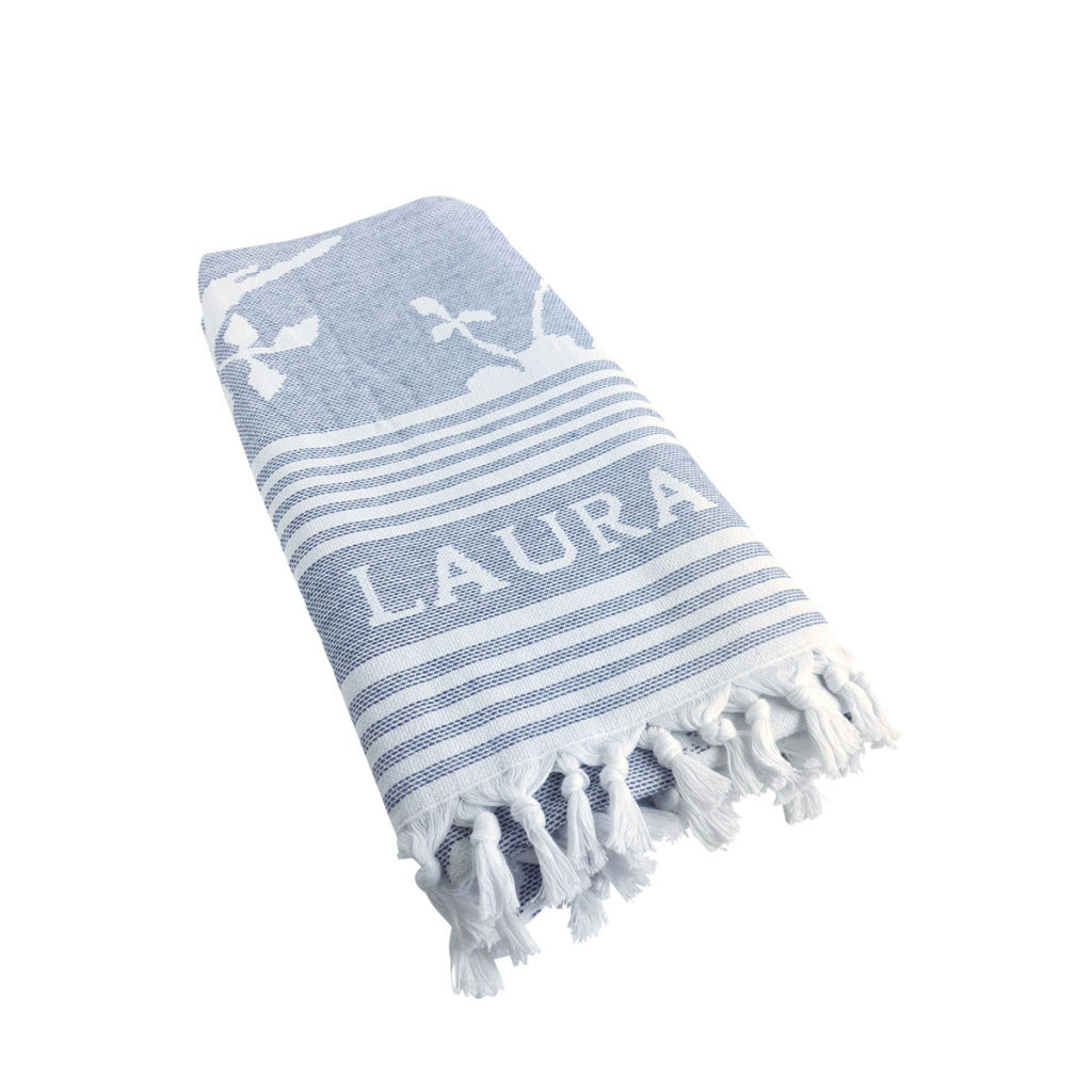 Laura ashley hamamdoek elveden midnight 90x180 cm blauw wit