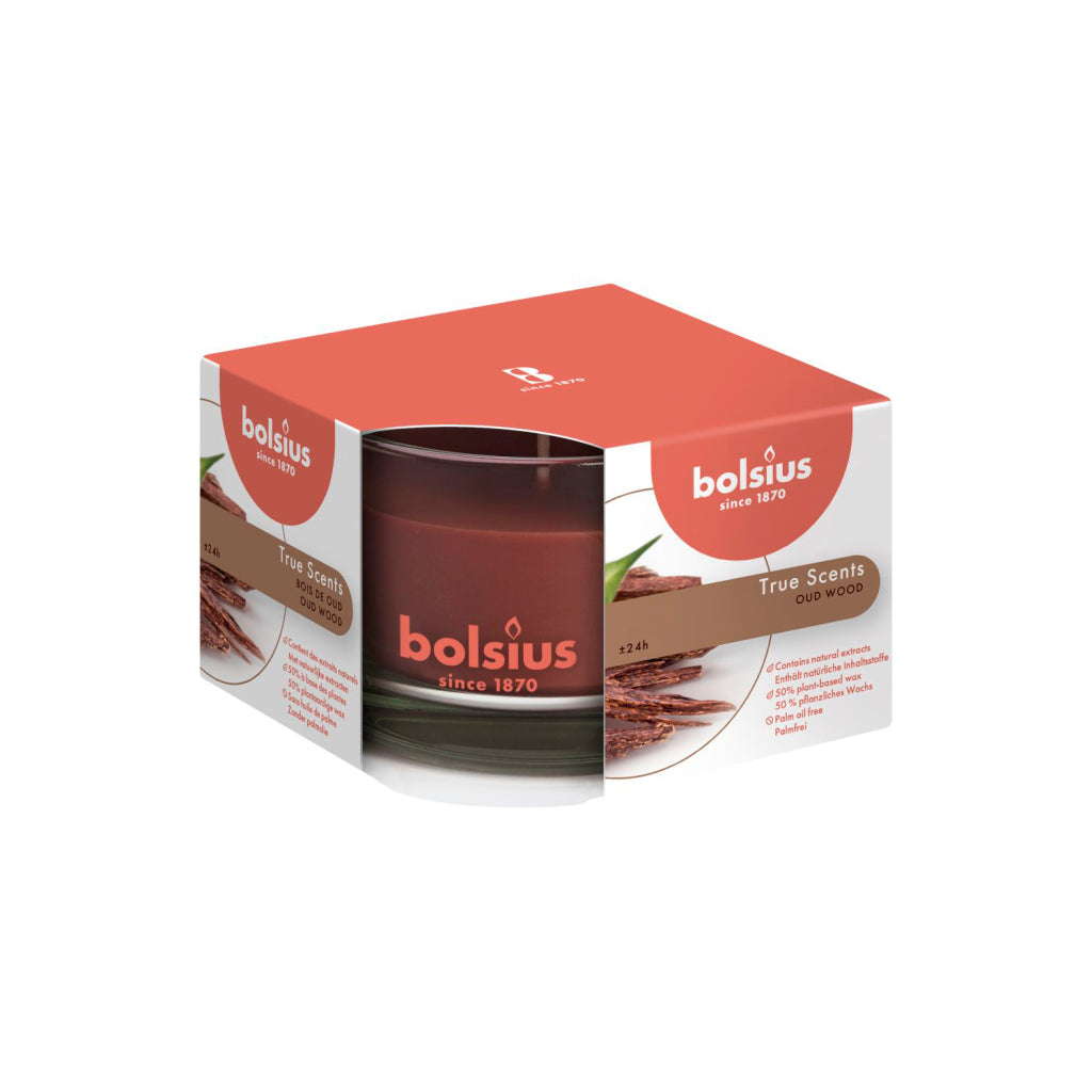 Bolsius geurkaars in glas oud wood 63x90 true scents